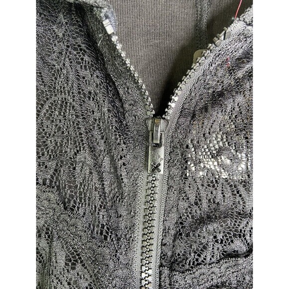 Tripp NYC Black Lace Up Corset Style Zip Hoodie Womens Plus Size 1 1X Goth Emo - Picture 3 of 13